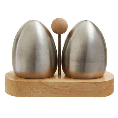 Stainless Steel and Rubberwood Salt Pepper Shakers