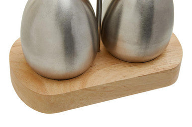 Stainless Steel and Rubberwood Salt Pepper Shakers