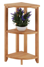 Three Tier Tropical Hevea Wood Corner Shelf Unit