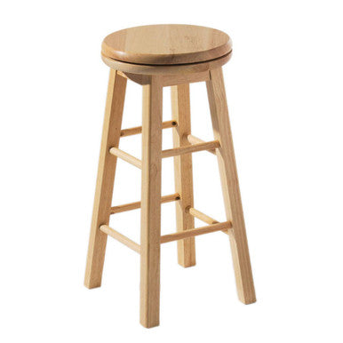 Natural Tropical Hevea Wood Revolving Kitchen or Bar Stool