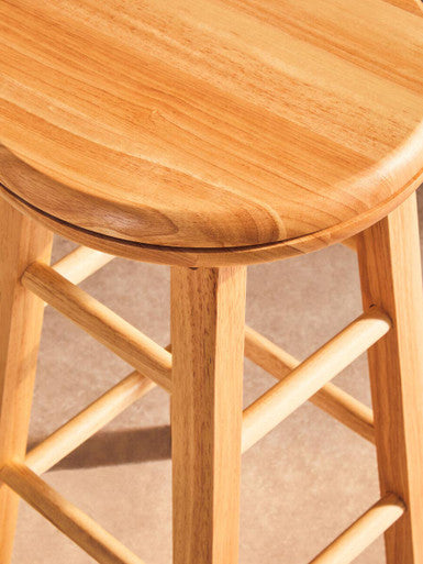 Natural Tropical Hevea Wood Revolving Kitchen or Bar Stool