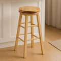 Natural Tropical Hevea Wood Revolving Kitchen or Bar Stool