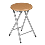Silver Wood Veneer Stool with Folding Design