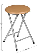 Silver Wood Veneer Stool with Folding Design