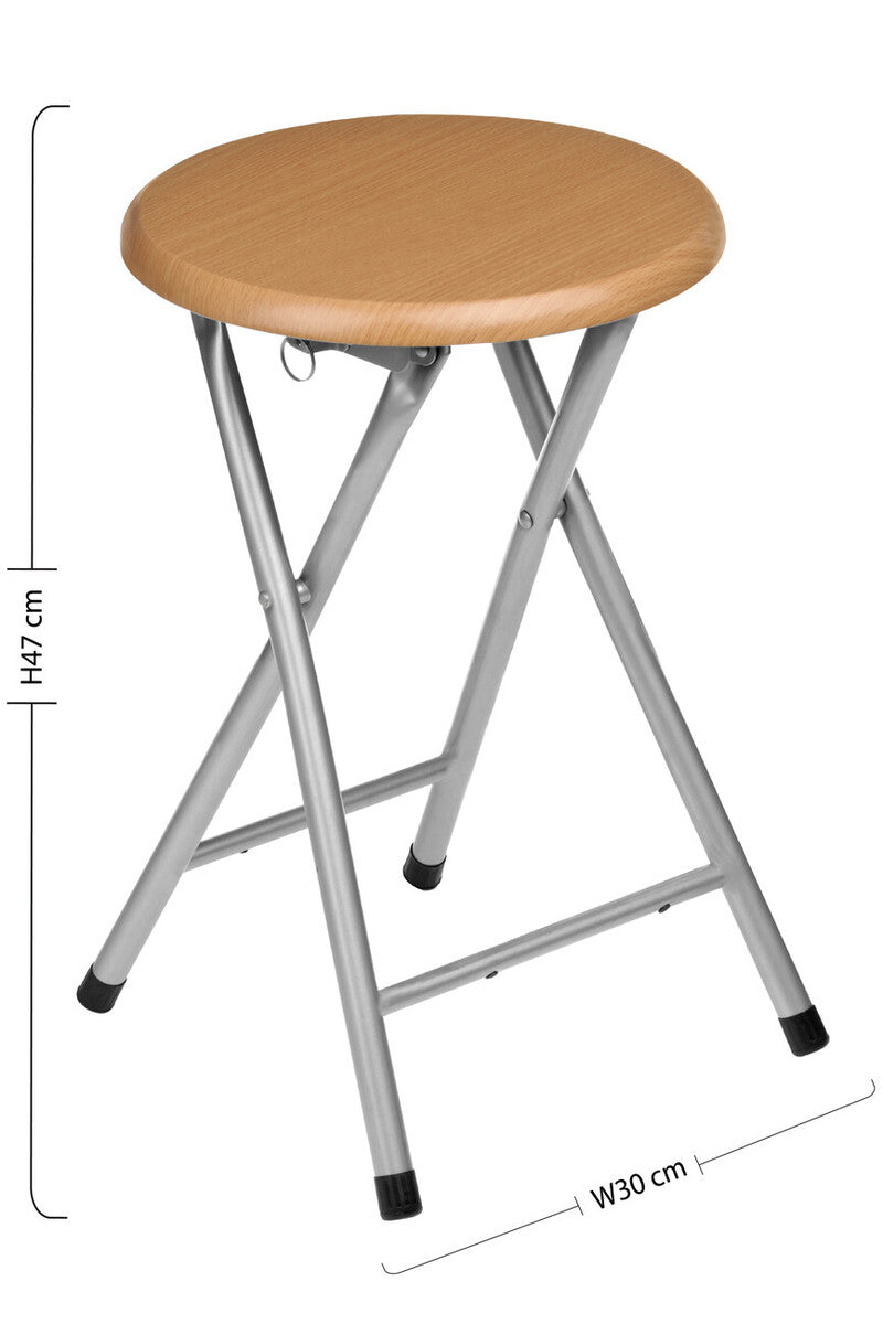 Silver Wood Veneer Stool with Folding Design