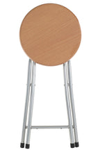Silver Wood Veneer Stool with Folding Design