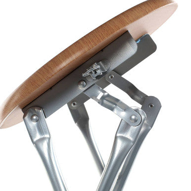 Silver Wood Veneer Stool with Folding Design