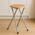 Silver Wood Veneer Stool with Folding Design