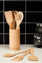 Aleki Natural Bamboo 6 Piece Kitchen Tool Set with Holder