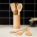 Aleki Natural Bamboo 6 Piece Kitchen Tool Set with Holder
