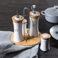 4 Piece Bamboo and Ceramic Condiment Set