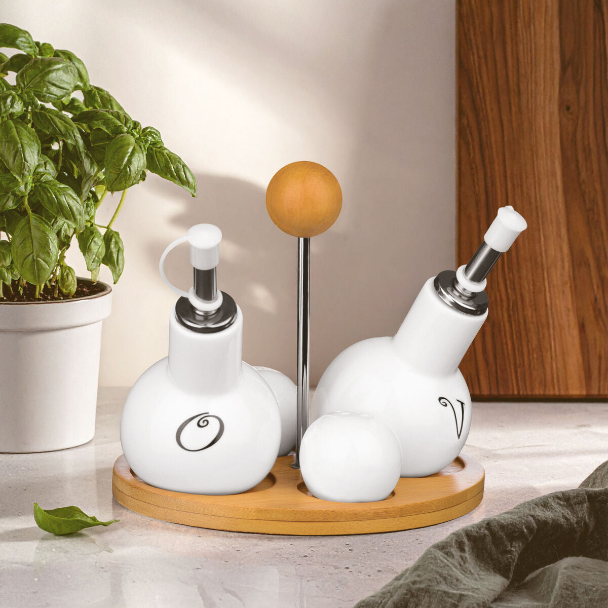 4 Piece Round Condiment Set