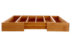 Natural Bamboo Small Expandable Cutlery Tray with 5 Compartments