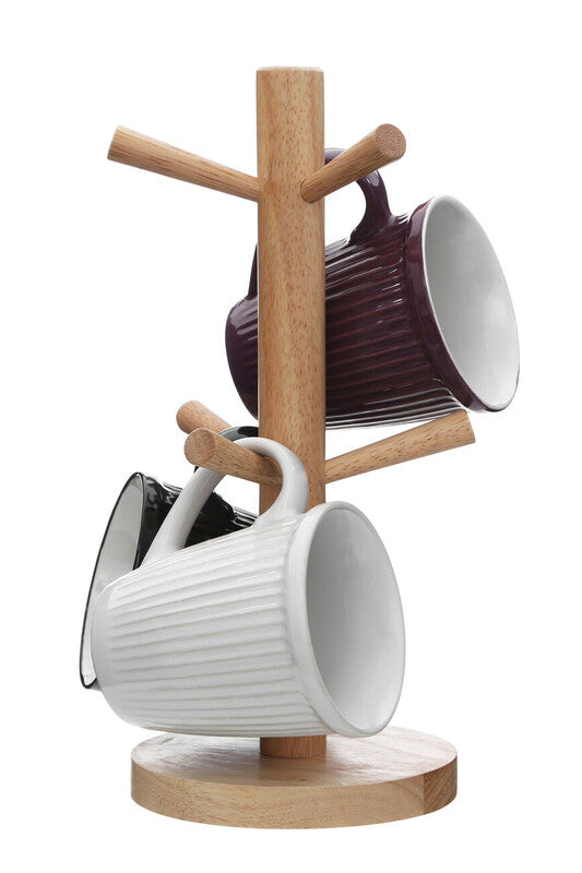 Rubberwood 6 Cup Mug Tree