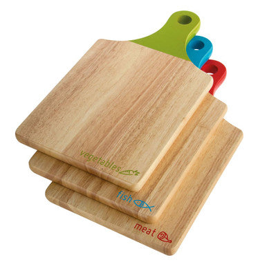 Set of Three Wooden Paddle Chopping Boards