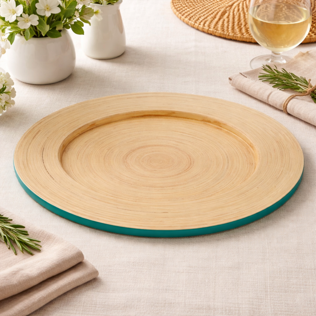Turquoise Bamboo Charger Plate