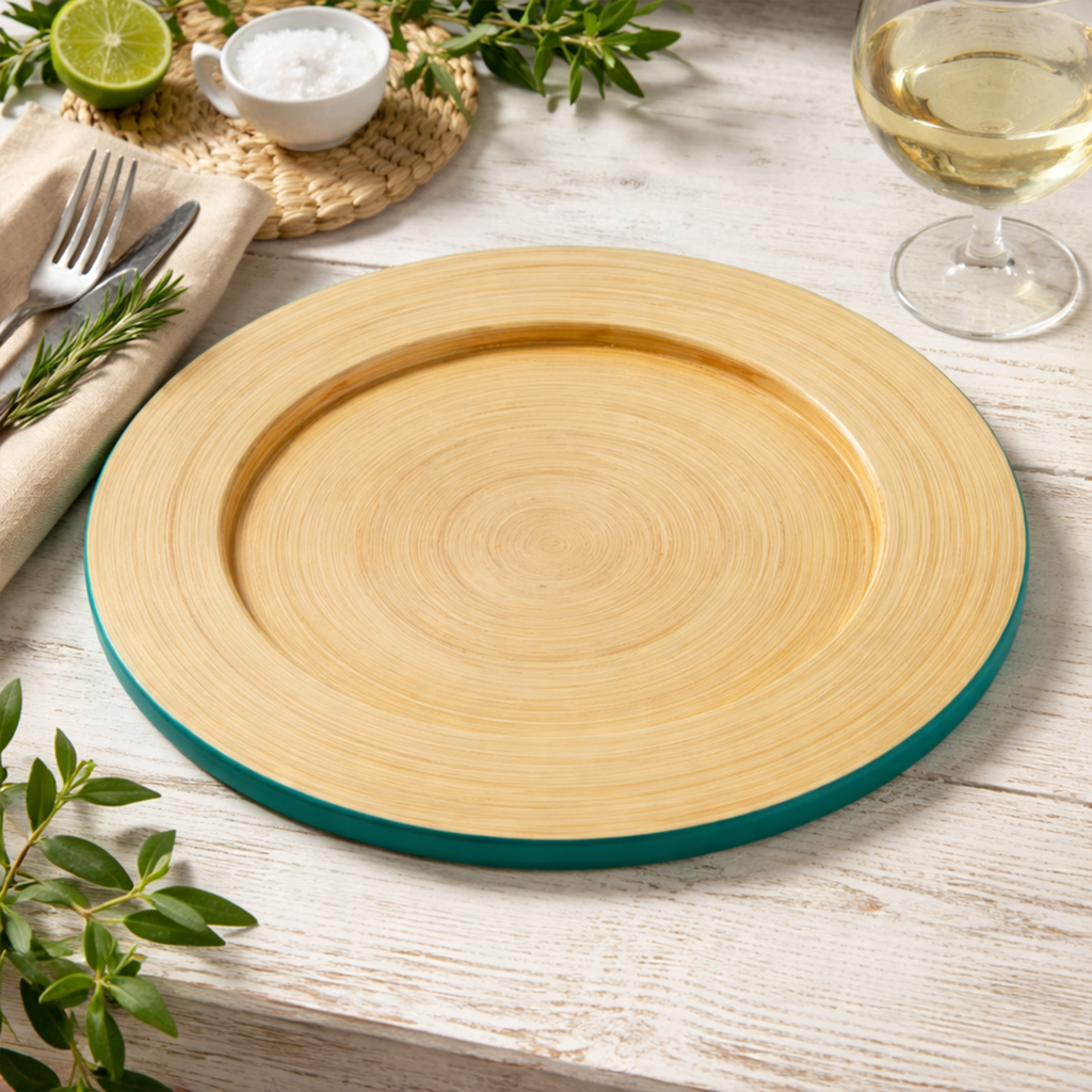 Turquoise Bamboo Charger Plate