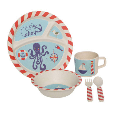 Kids 5 Piece Pirate Bamboo Dinner Set
