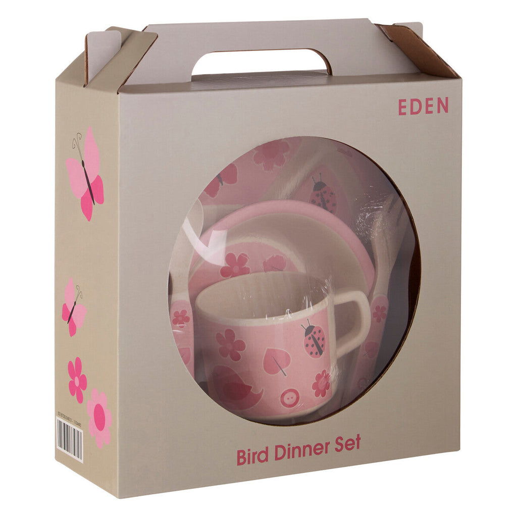 Kids 5 Piece Pink Bamboo Dinner Set