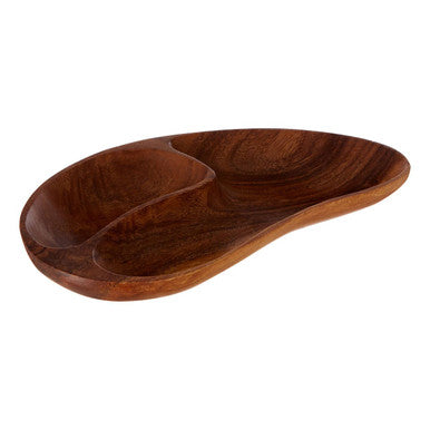 Acacia Two Section Bean Shaped Dish