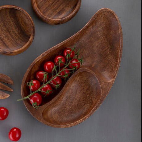 Acacia Two Section Bean Shaped Dish