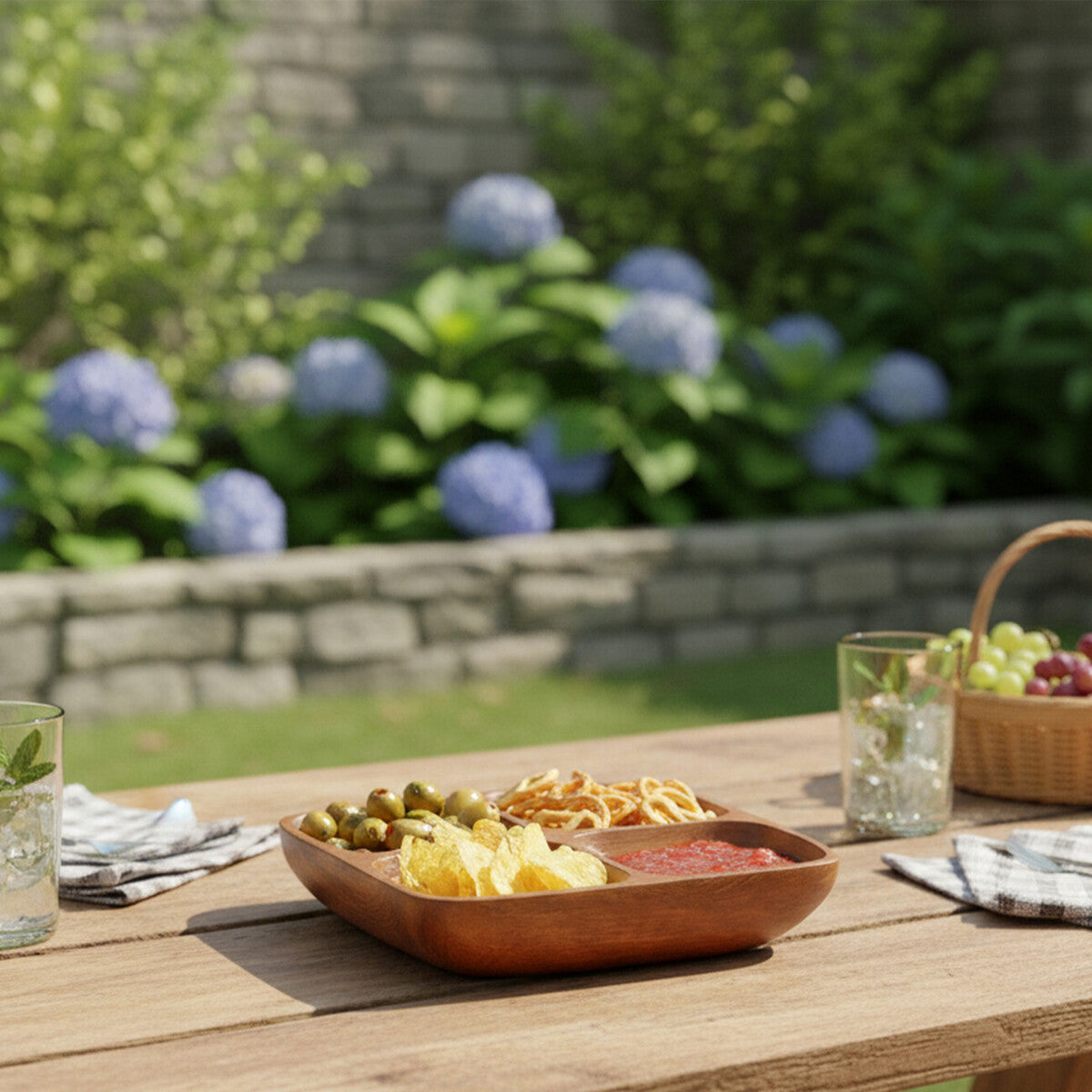 Acacia Four Section Serving Dish