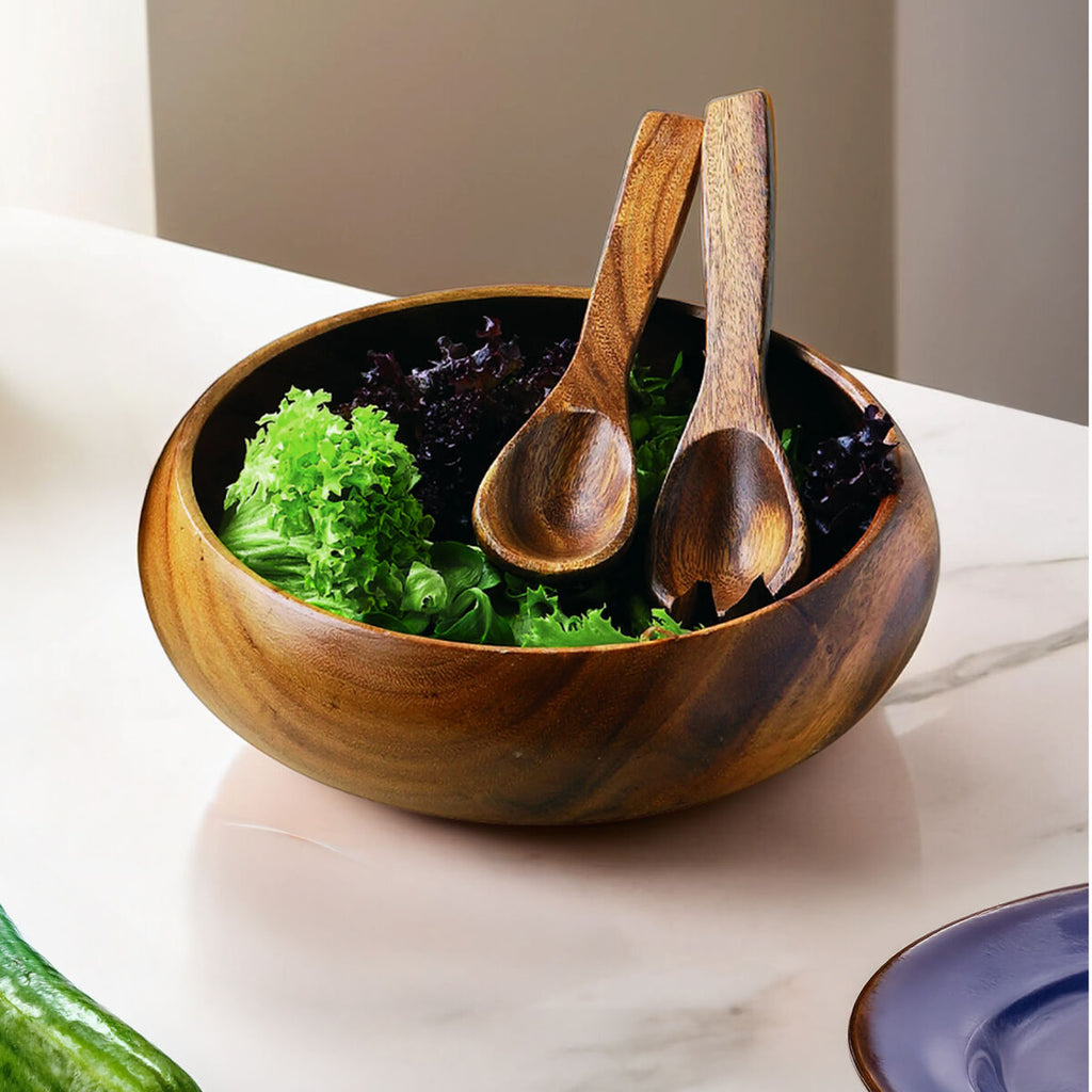 Acacia Large Round Salad Bowl