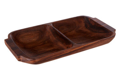 Acacia Two Section Serving Dish with Handles