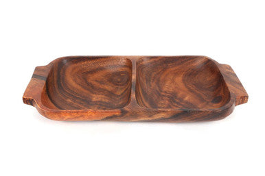 Acacia Two Section Serving Dish with Handles