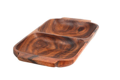 Acacia Two Section Serving Dish with Handles