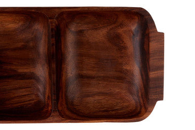 Acacia Two Section Serving Dish with Handles