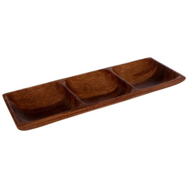 Acacia Three Section Rectangular Serving Dish