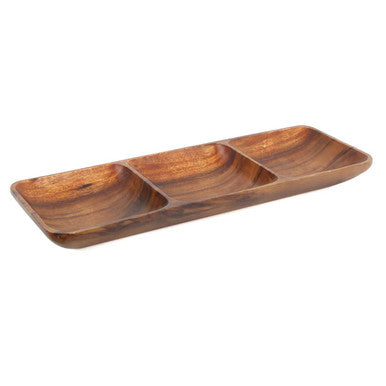 Acacia Three Section Rectangular Serving Dish