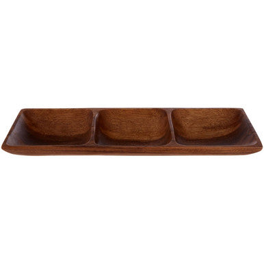 Acacia Three Section Rectangular Serving Dish