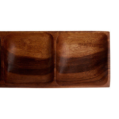 Acacia Three Section Rectangular Serving Dish