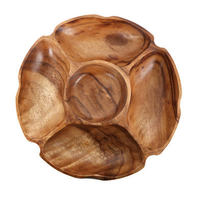 Acacia Five Section Round Serving Dish
