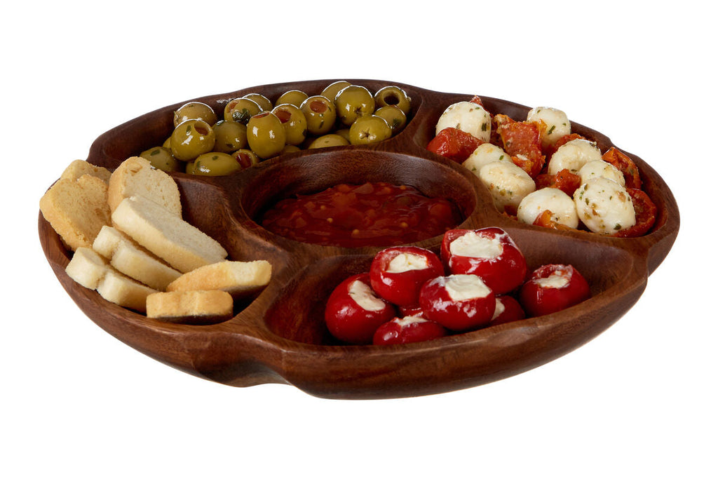 Acacia Five Section Round Serving Dish