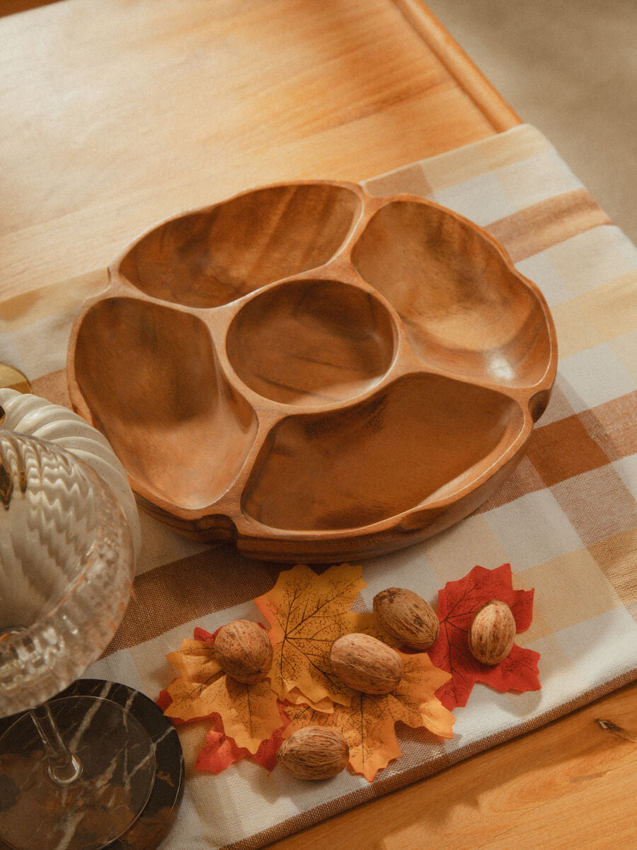 Acacia Five Section Round Serving Dish