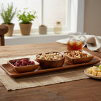 Acacia Wood 3 Piece Serving Dish Set with Tray