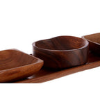 Acacia Wood 3 Piece Serving Dish Set with Tray