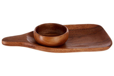 Acacia Paddle Board with Bowl Set