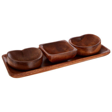Acacia 3 Piece Serving Dish Set with Tray