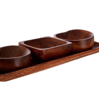 Acacia 3 Piece Serving Dish Set with Tray