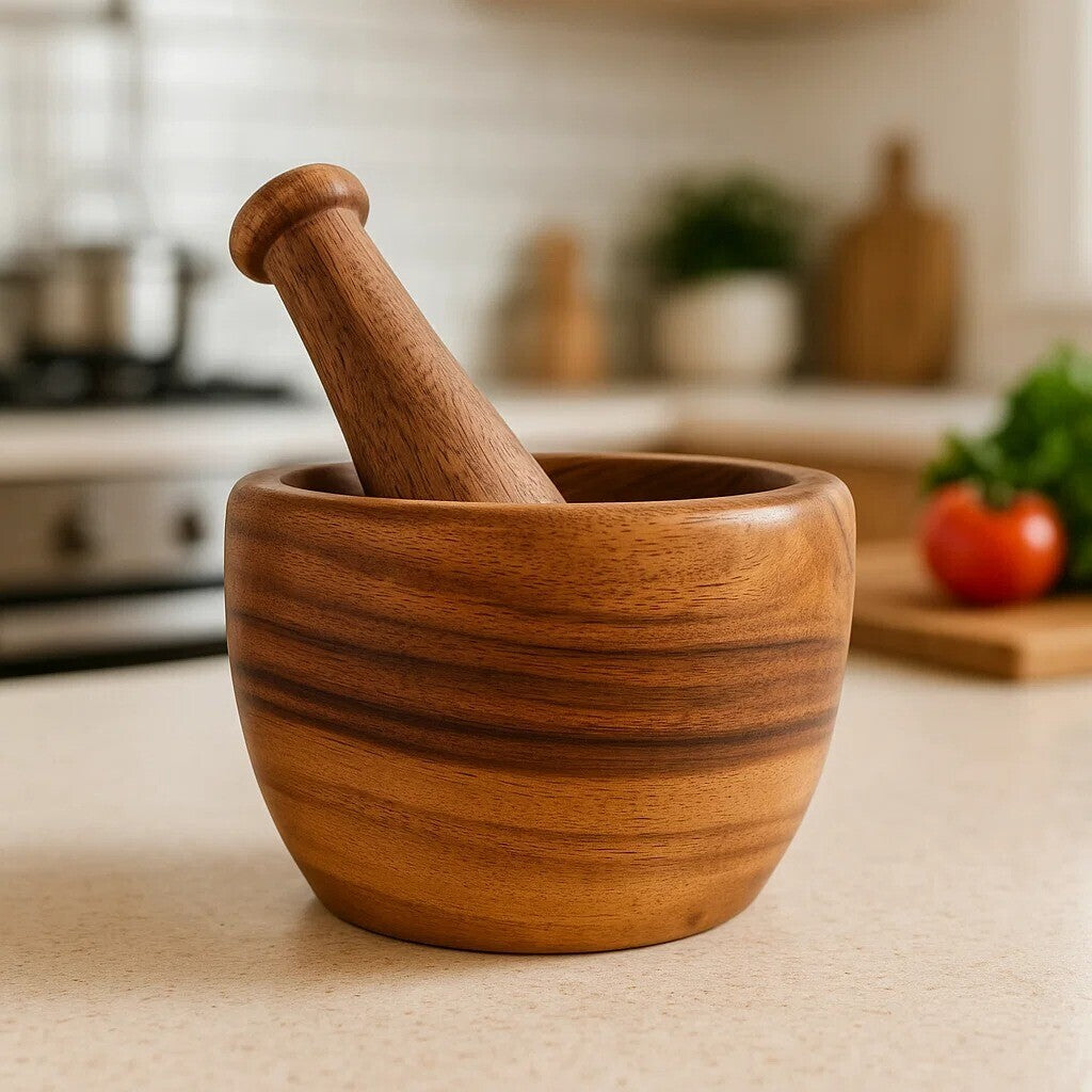 Acacia Wood Tapered Mortar and Pestle