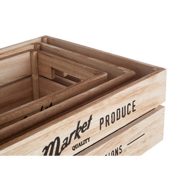 Natural Wood Set of 3 Provision Crates