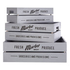 Grey Wood Set of 3 Provision Crates
