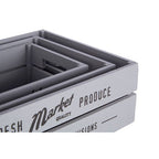 Grey Wood Set of 3 Provision Crates