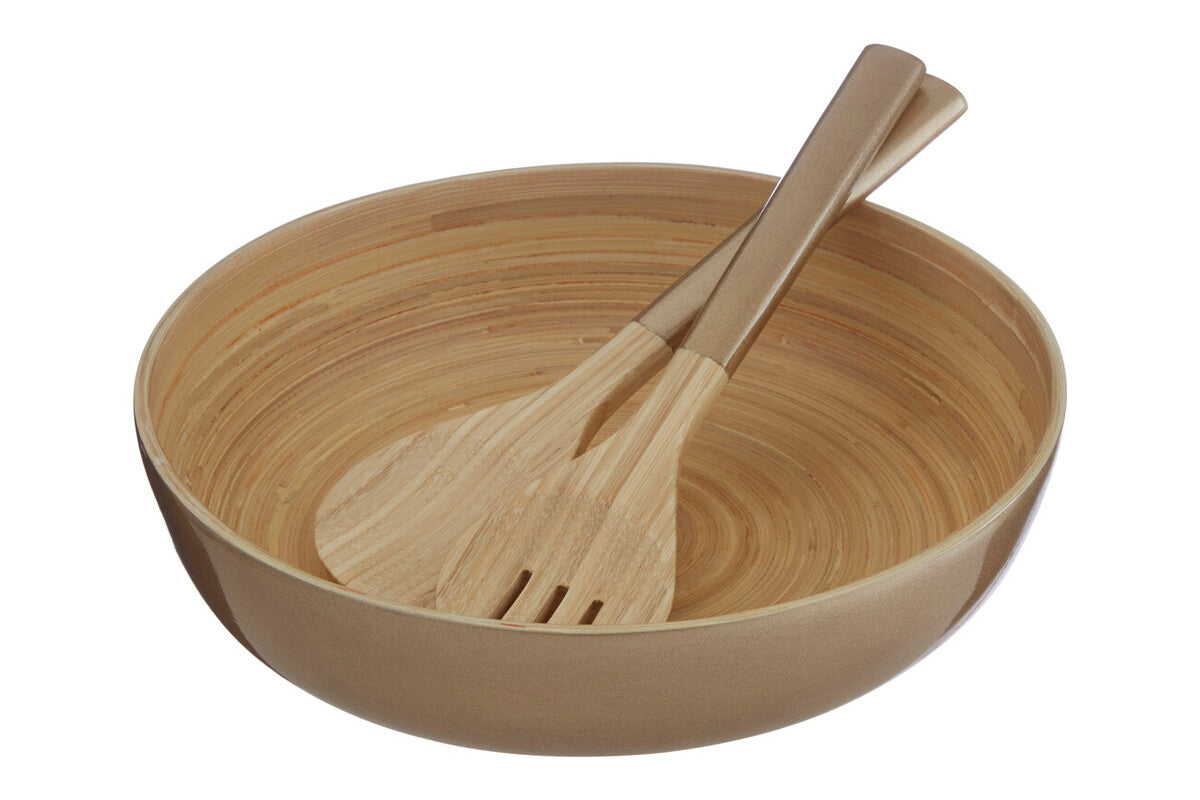Gold Salad Bowl with Raised Edges