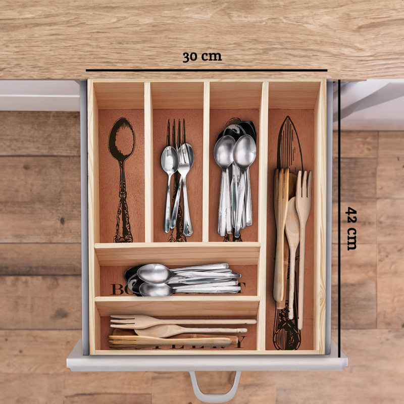 Wooden Vintage Design Cutlery Tray