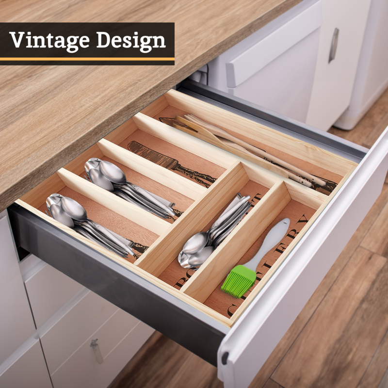 Wooden Vintage Design Cutlery Tray